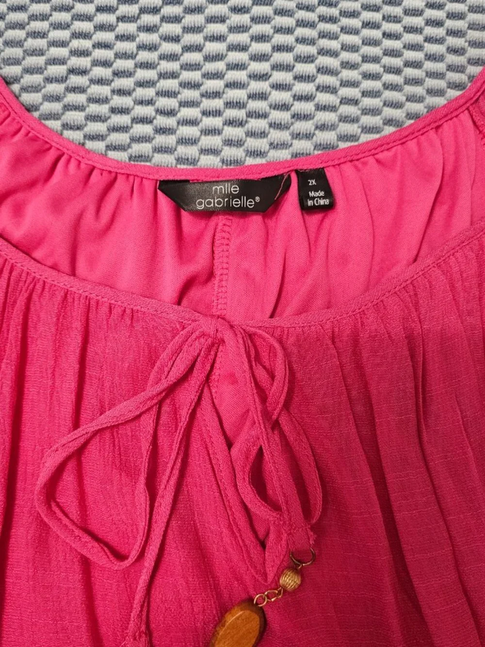 Mlle Gabrielle Fuchsia Pink Eyelet Embroidered Arm Maxi Peasant Dress - Size 2XL - Picture 4 of 6